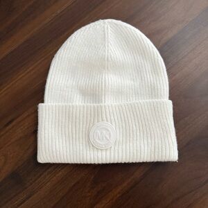 Michael Kors White Ribbed Beanie